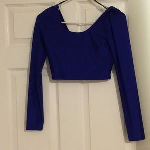 Blue crop top long sleeve shirt.